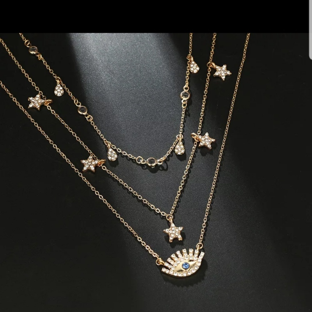 JUST IN|| Evil Eye and Stars layered necklace